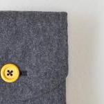 Ipad Case - Grey Eco Wool Yellow - Padded With..
