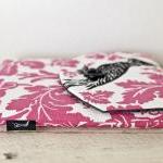 Ipad Case - Pink Black Bird Parakeet Flowers -..